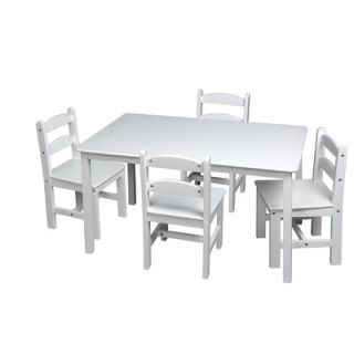 Gift Mark Rectangle Table with 4 Chairs in White