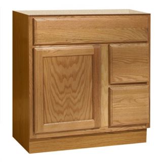 Bostonian Series 30 x 21 Red Oak Bathroom Vanity with Right Side