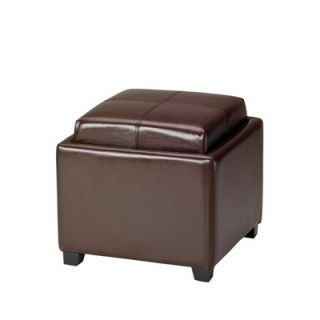Safavieh Harrison Leather Tray Ottoman in Brown   HUD8233A