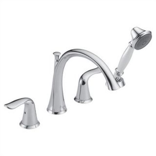 Delta Lahara Two Handle Roman Tub Trim with Hand Shower   Lever