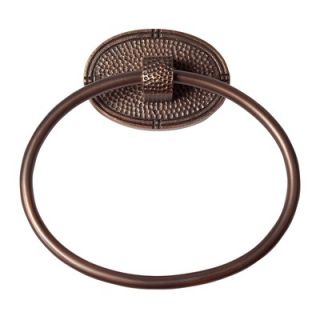 The Copper Factory Hammered Copper Towel Ring with Oval Backplate
