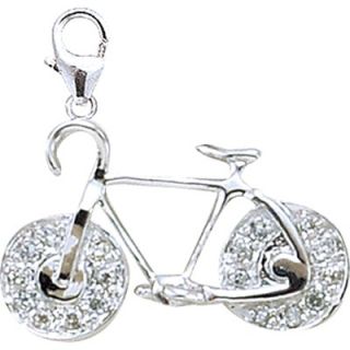 EZ Charms 14K White Gold Diamond Bicycle Charm