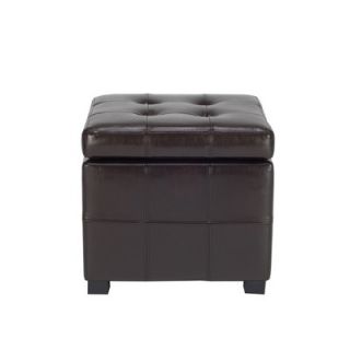Safavieh Square Maiden Leather Ottoman in Brown   HUD8231A