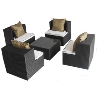 Deeco Geo Cube All Weather Wicker Lounge Seating Group with Cushions