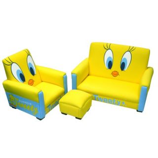 Warner Brothers Tweety Kids Sofa, Chair and Ottoman Set