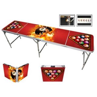 Red Cup Pong 8 Ball Fire Beer Pong Table in Standard Aluminum