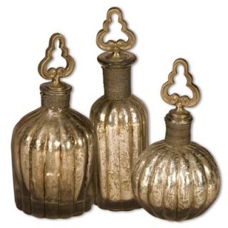 Uttermost Kaho Perfume Bottles in Silver and Brass   Set of 3