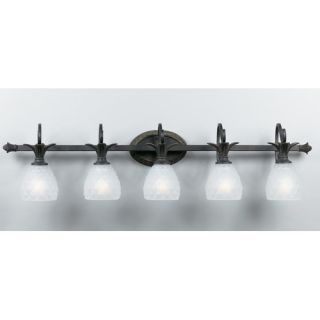 Polynesian Four Light Vanity Light with Frosted Glass in English