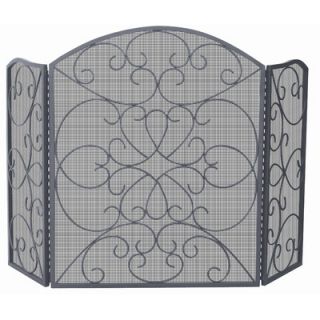 Uniflame 3 Panel Bronze Fireplace Screen with Ornate Design