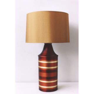 Striped Apollo Table Lamp in Raku with Gold Shade