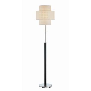 Lite Source Floor Lamp in Black Genuine Leather with Chrome Accent