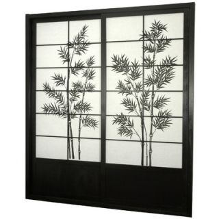 Oriental Furniture Bamboo Tree Shoji Sliding Door Kit in Black
