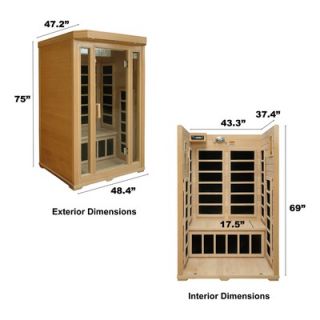 Crystal Sauna 2 Person Infrared Sauna with Seven Carbon Heaters