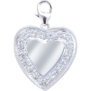 EZ Charms 14K White Gold Diamond Heart Disc Charm