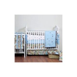 Bacati Retro Flowers Blue, Green and Chocolate Crib Bedding Collection