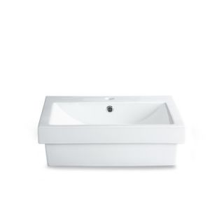 Xylem Semi Recessed Rectangular Vitreous China Vessel Sink in White
