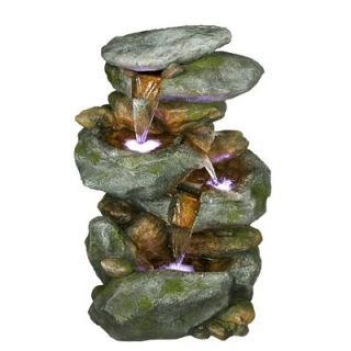 Alpine Rock Waterfall Fountain with LED Lights