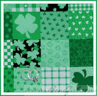 BOOAK Fabric Irish ST Patricks Day Leaf Clover Green VTG OOP Snoopy