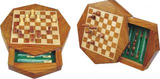 Magnetic Chess Set Box Octagonal Golden Rosewood 6