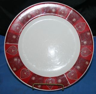Royal Norfolk Greenbrier Int Dinner Plate s Red Rim