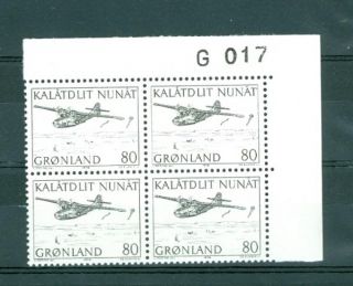 Greenland 1 MNH 4 Plate Block G 017 80 Ore Catalina Mail ENGRAVER CZ