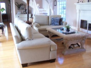 HAVERTYS DOWN FILLED BEIGE SOFA AND LOVESEAT CONTEMPORARY MODERN
