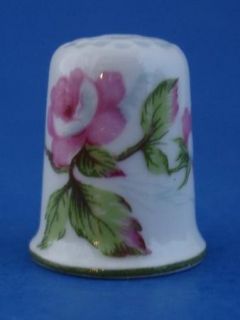 Haviland Limoges Porcelain Thimble Pink Roses Franklin Mint 1980