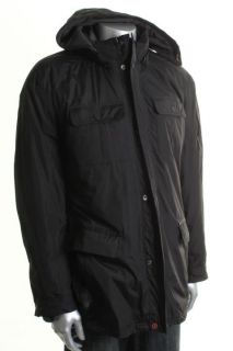 Hawke Co Black Long Sleeve Zip Snap Front Lined Hooded Coat Parka XXL