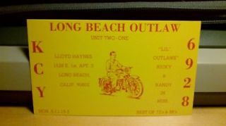 citizens band CB radio QSL postcard motorcycle biker Haynes 1970s Long