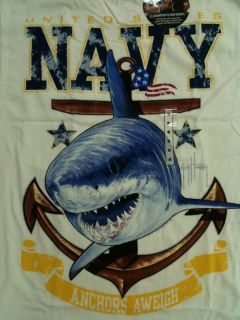New Mens Guy Harvey US Navy White Shark Anchors Aweigh T T Shirt