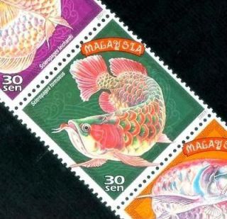 THE AROWANA Dragon Fish Marine Strip of 5 Malaysia MNH Stamps FREE