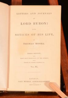  Letters and Journals of LORD BYRON notice THOMAS MOORE Third Edition