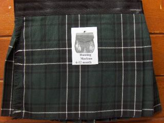 Baby Scottish Kilt MacLean Tartan Plaid 6 12M Christening Outfit