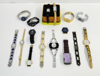 Lot of 15 Ladies Watches Fossil Gossip Guess Dolce Croton Etc
