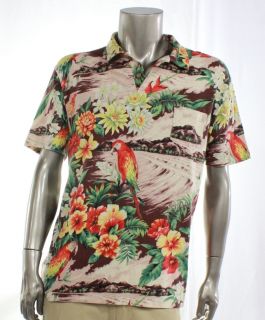   LAUREN NEW Mens Brown Floral Shirt Size 2X Large Hawaiian Top 125
