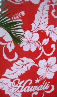 Hawaiian Hawaii LARGE Beach / Pool / Bath Towel 70 x 44 ~ RED WHITE