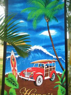 Hawaiian Hawaii Large Beach Pool Bath Towel 70 x 44 Surf Board Woody