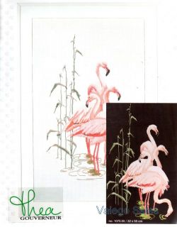 Thea Gouverneur Counted Cross Stitch Kit 26 x 15 Flamingo Sale 1070
