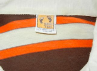 Classic Vintage 1970s Striped Hang Ten T Shirt Large Authentic Surfer