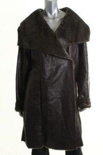 Hawke Co Brown Faux Fur Textured Snap Front Double Breastedcoat XL