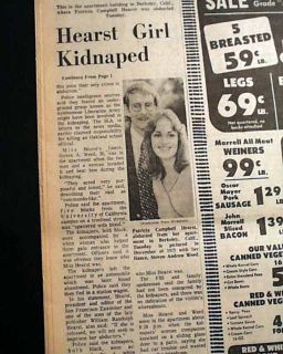 Patty Patricia Hearst Symbionese Liberation Army Kidnapping 1974 Old