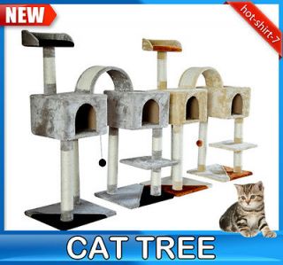 New Pet Condo Cat Scratch Tree Post Scratcher Tower 2 Bedroom Base