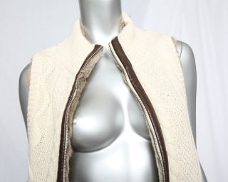 HEARTLOOM Ivory *THE CUBBY* Faux Fur+Knit REVERSIBLE VEST Jacket S NEW