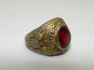 vintage used old united states army metal red stone jewelry