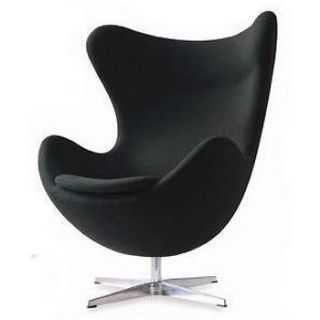  New Wool Black Egg Chair Mid Century Modern Sofa Lounge Arne Jacobson