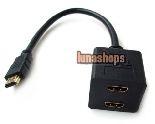 Black 1 HDMI Male To 2 HDMI Female Y Splitter Adapter Cable