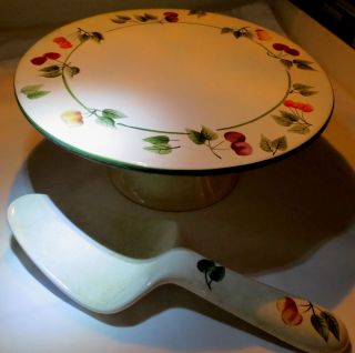  Cherrylicious Footed Cake Plate Gracey Knight Decor w Cherries Server