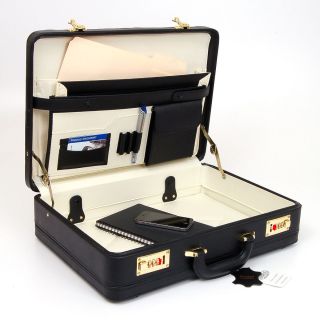 Classic Leather Attache Case Briefcase Hard Side w Portfolio