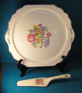 Beautiful Harker Pottery Cross Stitch Cake Plate and Server Mint
