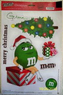 2010 M Ms MISS GREEN Tree M M Ms Christmas WINDOW CLINGS 6 piece sheet